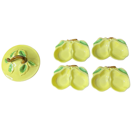 Vintage 5-Piece Belmar California Pottery Yellow Pear Serving Set #320 MCM Retro - Picture 2 of 9
